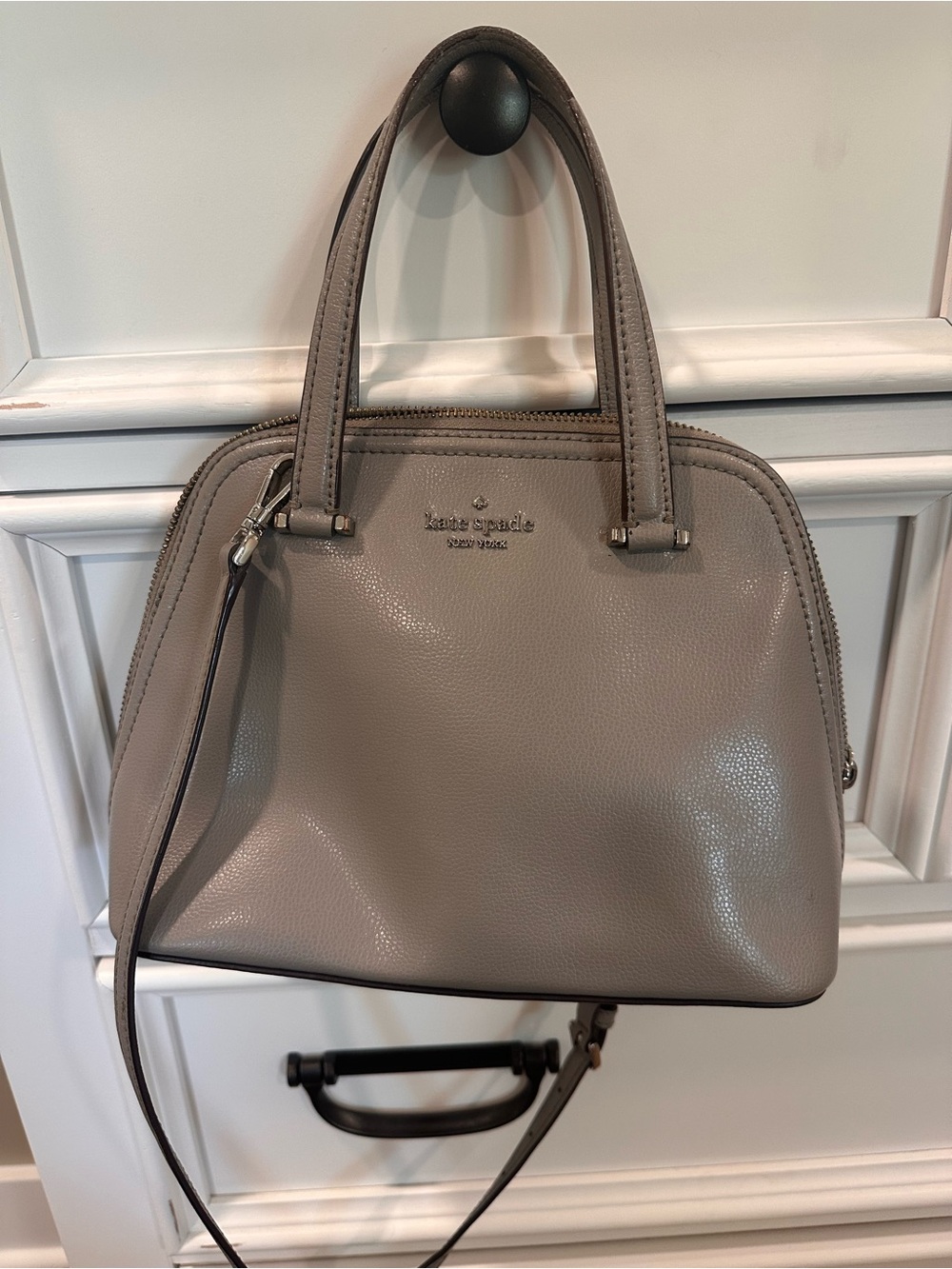 kate spade New York Pebbled Leather Dome Satchel in Grey